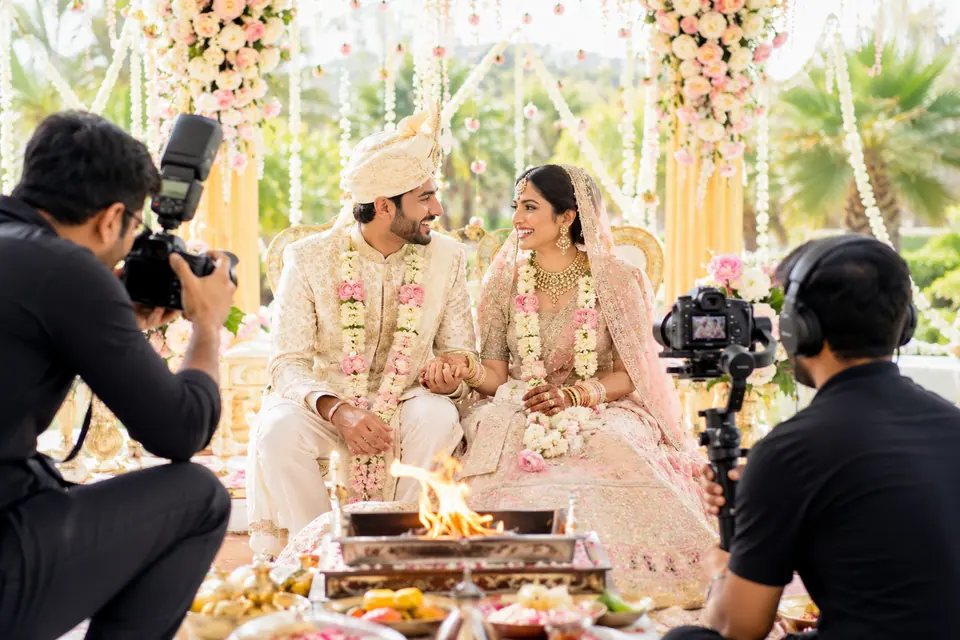 Wedding production team covering a ceremony